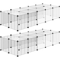 PawHut Lot de 2 enclos pour petits animaux design DIY cage modulable pour cochon d'Inde lapin chinchillas