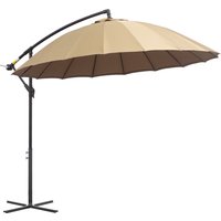 3 Cantilever Shanghai Parasol Garden Hanging Banana Sun Umbrella Crank Handle 18 Sturdy Ribs Cross Base