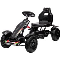 HOMCOM Kart à pédales BFR pour enfant siège réglable 3 positions frein à main enfant de 5 à 12 ans noir
