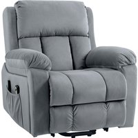 HOMCOM Fauteuil releveur électrique avec fonction massage et chaleur inclinaison réglable revêtement synthétique tissu gris