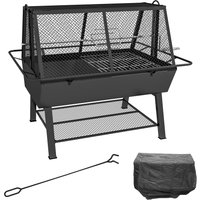 3 1 Barbecue Grill Rotisserie Roaster Fire Pit Storage Shelf Mesh Lid