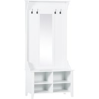 HOMCOM HOMCOM Garderobenständer mit Sitzbank Garderobenset Flurgaderobe 3-in-1 mit Schuhschrank Wandspiegel 4 Haken Weiß 80 x 40 x 170 cm Aosom