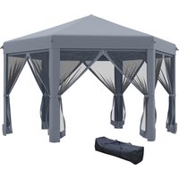 3.2m Canopy Rentals Pop Up Gazebo Hexagonal Canopy Tent Outdoor Sun Protection w Mesh Sidewalls Handy Bag