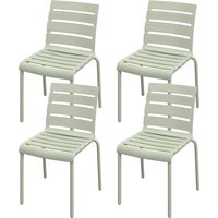 Outsunny Ensemble de 4 Chaises de Jardin Empilables en Lattes Vertes pour Bistro Aosom France