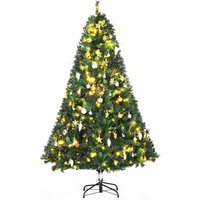 1.8m 6ft Pre Lit Christmas Tree 200 LED Xmas Tree Holiday Décor Decorative Balls Ornament Metal Stand Aosom UK