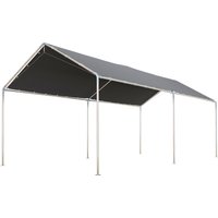Outsunny Carport auvent pour voiture 6 x 3 m acier galvanisé robuste toit PE haute densité gris