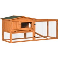 PawHut Clapier cage lapin rongeurs 2 étages tiroir déjection enclos extérieur amovible toit ouvrant 156L x 58l x 68H cm Aosom France
