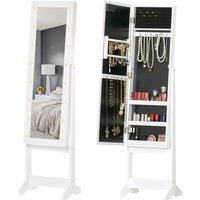 HOMCOM Mirrored Jewelry Cabinet Full Body with LED Light, 3 Angle Adjustable, for Rings, Earrings, Bracelets, Cosmetics, Warm White