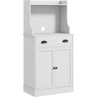 HOMCOM Meuble armoire micro-ondes pour cuisine avec espace ouvert 1 tiroir et placard 2 portes 61 x 35 x 125,4 cm blanc