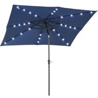 Outsunny Parasol lumineux LED rectangulaire inclinable métal époxy, polyester haute densité dim. 2,68L x 2,05l x 2,48H m bleu foncé