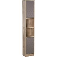 HOMCOM Meuble de Salle de Bain Armoire de Rangement 2 Étagères Ouvertes 2 Armoires MDF 30 x 24 x 170 cm Gris et Chêne aosom france