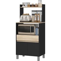 HOMCOM Meuble desserte de cuisine pour micro-ondes avec placard tiroir étagère supérieur 60 x 40 x 131 cm naturel et noir