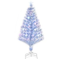 Artificial Fibre Optic Christmas Tree w 26 LED Lights Pre Lit Blue 4ft Aosom UK