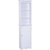 Homcom Meuble Colonne de Salle de Bain Armoire Toilette Haute 1 Placard Porte 5 Étagères Design Moderne MDF 40 x 23 x 160 cm Blanc