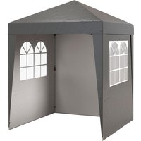 Outsunny Tonnelle barnum de jardin pop-up pliant réglable en hauteur protection UV 30+ 3 parois latérales gris