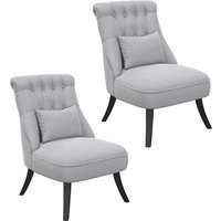 HOMCOM Fabric Single Sofa Dining Chair Tub Chair Upholstered W/ Pillow Solid Wood Leg Home Living Room Furniture Set of 2 Grey Aosom UK