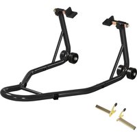 HOMCOM Support béquille de moto arrière support de roue lève moto arrière sur roulettes avec bobine de bras oscillant U, noir