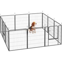 PawHut 12 Panels Heavy Duty Dog Playpen with Doors, for Medium Dogs, 80cm High, Black | Aosom Ireland