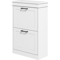 HOMCOM Meuble à chaussures, 2 portes abattants, étagères réglables, pour entrée, couloir, 54 x 24 x 82,5 cm, blanc