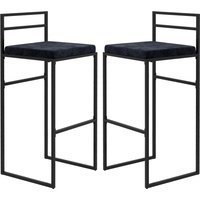 HOMCOM Lot de 2 chaises de bar tabourets hauts coussin d'assise velours repose-pieds hauteur 74 cm noir