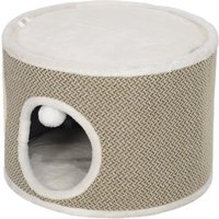 PawHut Tour griffer chat tonneau griffoir chat avec sisal pour gratter dessus en peluche coussins amovibles Ø 40 x 30 cm café