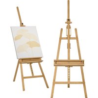 Vinsetto Cavalletto per Pittura Pieghevole in Faggio con Altezza e Angolazione Regolabile, 65x110x180-235 cm Aosom
