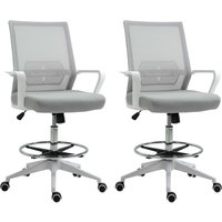 Vinsetto Lot de 2 fauteuils de bureau chaise de bureau assise haute réglable dim. 64L x 60l x 106-126H cm pivotant 360° maille