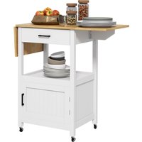 HOMCOM Desserte Roulante Pliable Cuisine Tiroir Étagère Armoire Brun Aosom France
