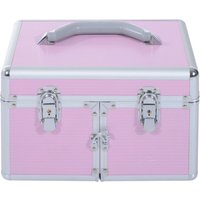 HOMCOM Mallette de maquillage professionnelle cosmétique vanity beauté portable Divers compartiments 29x21x20cm Aluminium