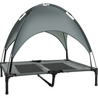 PawHut Lit pour chien chat sur pieds grand confort velum anti-UV tissu oxford micro-perforé + parasol + sac de transport inclus gris noir