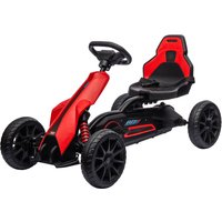 HOMCOM Kart à pédales pour enfants avec siège ajustable 4 positions et roues en EVA 100 x 58 x 58,5 cm rouge et noir