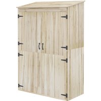 Outsunny Armoire de jardin armoire de rangement en bois 2 étagères 2 portes toit incliné 120 x 57 x 183 cm bois naturel
