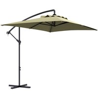 Waterproof Cantilever Parasol w Cross Base Banana Umbrella w Crank Handle 6 Ribs 3x2m Rectangular Hanging Patio Shade Aosom UK