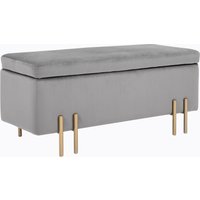 HOMCOM Banc de rangement coffre de rangement design contemporain avec espace de rangement 100L x 40l x 42H cm velours gris clair piètement métal doré