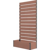 Outsunny Jardinière surélevée avec treillis pour plantes grimpantes bac à fleurs de 64L, composite bois-plastique et aluminium