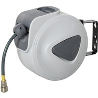 HOMCOM Enrouleur Automatique de Tuyau d'Air Comprimé 10m + 0,9m Système de Rangement Pratique Gris Aosom France