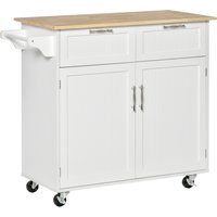 HOMCOM Îlot Rangement Cuisine Multifonction Bois Blanc Hévéa 104L Aosom France