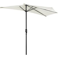 2.7m Balcony Half Parasol 5 Steel Ribs Construction Garden Outdoor Umbrella Cream Aosom UK