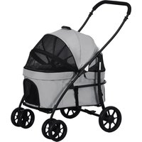 PawHut Poussette 2-en-1 Chien Pliable Nacelle Coussin Laisse Sécurité Tissu Oxford 600D Gris Aosom France