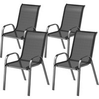 Outsunny Lot de 4 chaises de jardin chaises empilables dossiers hauts tissu maille respirante cadre acier 54 x 71 x 93 cm noir