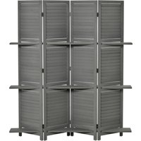 HOMCOM Paravent intérieur 4 Panneaux 160 x 170 cm 3 étagères Pliables séparateur de pièce Portes persiennes Bois de Paulownia