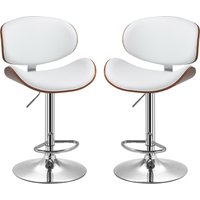 HOMCOM Lot de 2 tabourets de bar réglable Tabouret de bar blanc revêtement synthétique 53x52x92-112 cm Aosom France