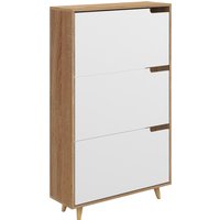 HOMCOM Meuble à chaussures 3 abattants avec étagère réglable, 72L x 24P x 119H cm, naturel et blanc