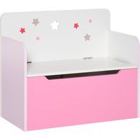 HOMCOM Cassapanca Contenitore con Schienale in Legno e decorazioni a stella per Bambini da 3-6 Anni, in MDF, 60x30x50 cm, Rosa Aosom Italy