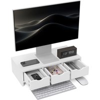 Aosom Enjoy 10% Discount on HOMCOM Monitor Stand with 3 Drawers White