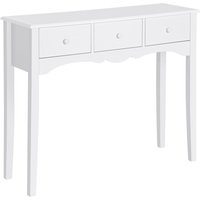 HOMCOM Table Console Meuble d’Entrée 3 Tiroirs Pieds Bois Massif 100 x 32 x 85cm