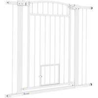 PawHut Barrière de sécurité chien système de double verrouillage montage par pression ou perçage largeur 76-104 cm blanc