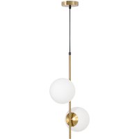 HOMCOM Suspension luminaire moderne, lustre plafonnier de double-tête, lumière suspendue réglable pour entrée, salon, ton doré