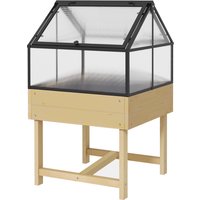Outsunny Mini Serre sur Pieds dim. 60L x 57l x 103H cm double toit ouvrable Panneaux de Polycarbonate, acier, Bois Sapin traité