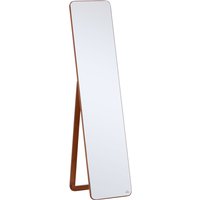 HOMCOM Miroir sur pied miroir au sol miroir mural rectangulaire dim. 37L x 43l x 156H cm MDF Aspect Noyer Clair